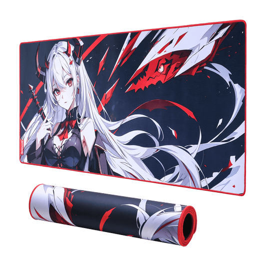 Redragon EU EISA P047 Anime Black Gaming Mouse Pad - Smooth Lycra Surface, Anti-Slip Rubber Base, Spill-Resistant, Durable 3mm Thick Design, Available in Small (13x10 in) & Large (35x16 in), Computer Mouse Mat, Extended Desk Pad, Perfect for Gaming & Work, Pairs with EISA K1NG M916 PRO Mouse