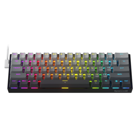 Redragon EU K617 Rapid Trigger Gaming Keyboard, 60% Wired Mechanical Keyboard w/ 8k Hz Polling Rate, Hyper-Fast 0.2mm Actuation Custom Magnetic Switch Adjustable via Software, Misty Grey