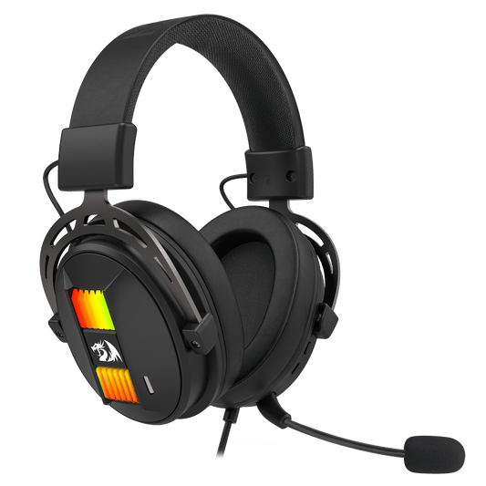 Redragon EU H375 Wired Gaming Headset, 53mm Drivers 7.1 Surround Sound, Detachable Noise Cancelling Mic, USB Computer Headset with RGB, Lightweight Design for PC/Laptop/PS4