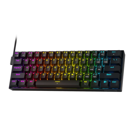 Redragon EU K617 HE Rapid Trigger Gaming Keyboard, 60% 61 Keys Wired Mechanical Keyboard w/Hyper-Fast Actuation, Dedicated Hall Effect Magnetic Switch, Actuation Point Adjustable, Essential Black
