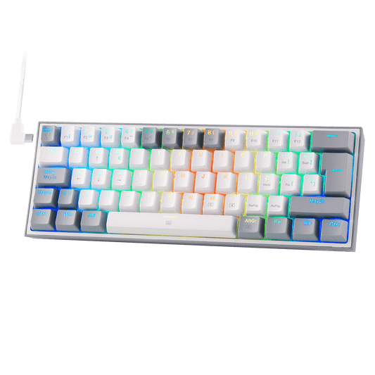 Redragon EU K617 Fizz 60% Disposición QWERTY ES Teclado Gaming, LED Iluminación Teclado para Juegos con Cable USB-C, Teclado Ultra-Compacto 62 Teclas, Hot Swap interruptores Rojos- para PC/Windows