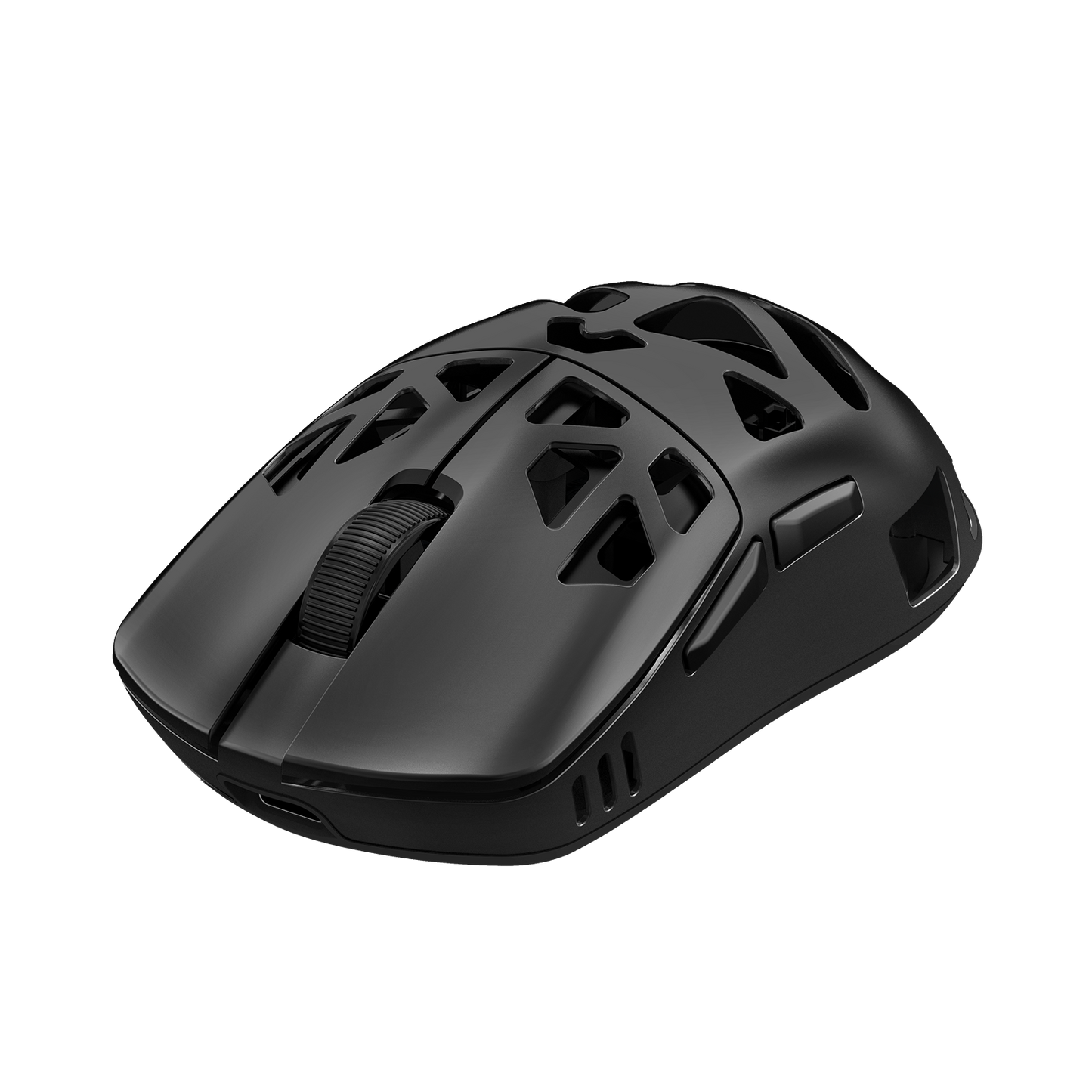 Black gaming mouse on a white background