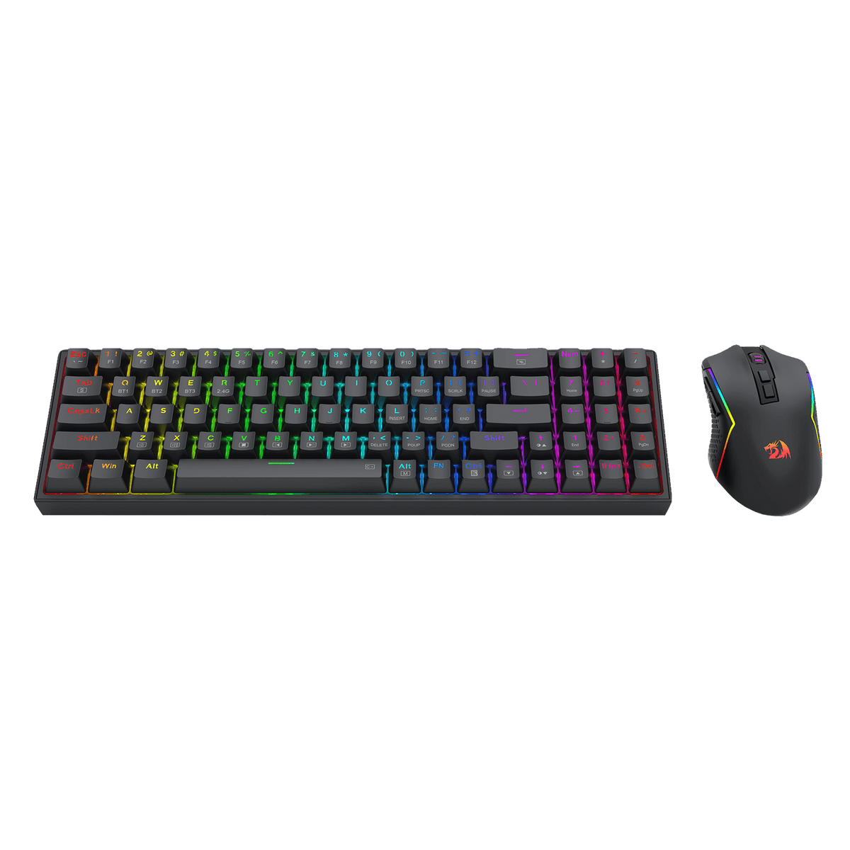 Redragon EU BS136 Gaming Keyboard & Mouse Combo, 75% K628 Tri-Mode Wireless RGB Mechanical Keyboard and 8000 DPI Gamer Mouse Bundle