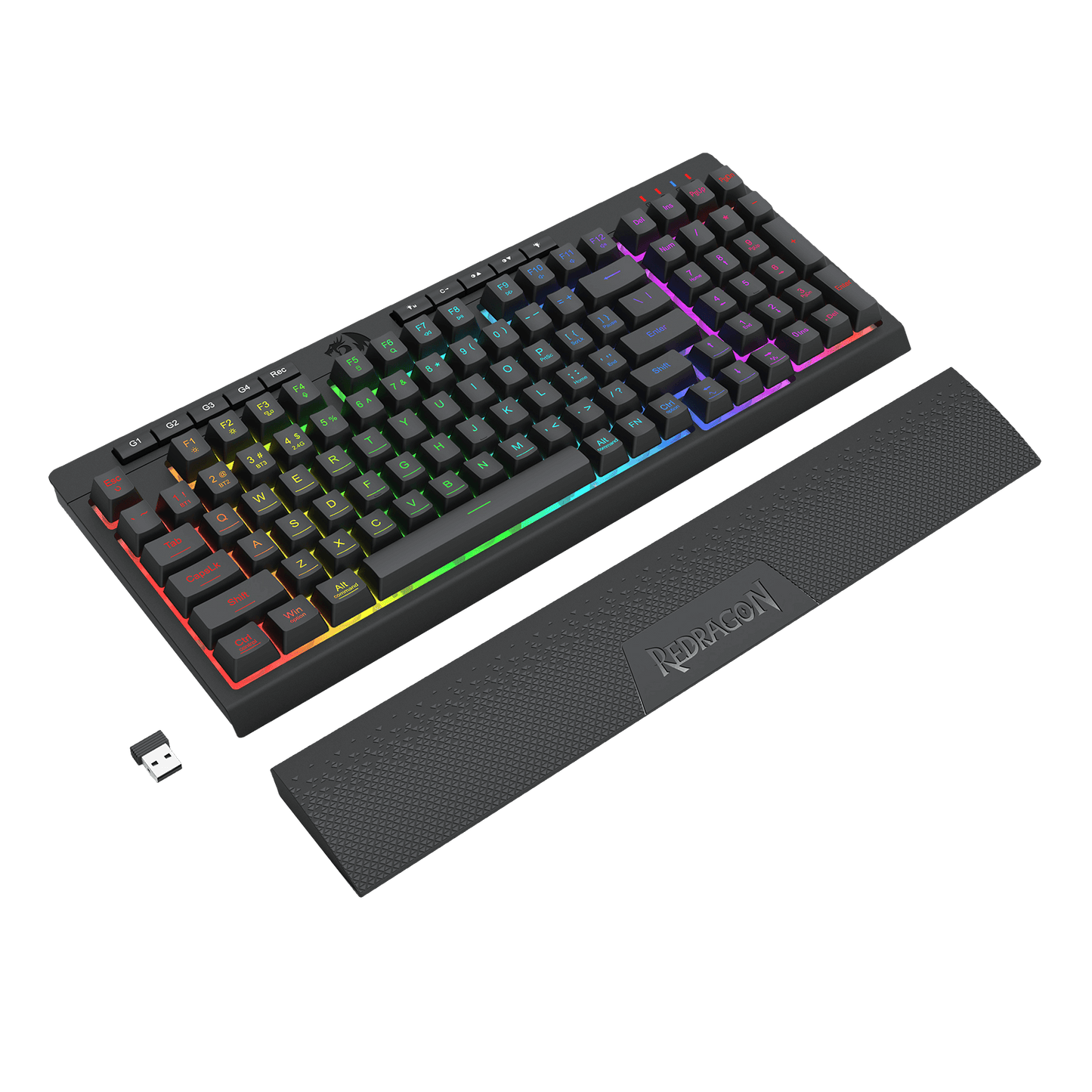 Redragon EU K515 SHIVA RGB Membrane Gaming Keyboard, 98 Keys Mechanical-Feel Keyboard w/Smooth Linear Switch, On-Board Macro & Dedicated Multimedia Keys, Detachable Wrist Rest, Software Supported