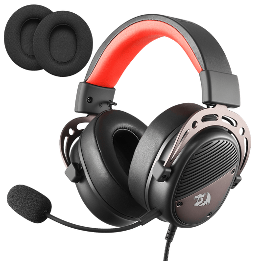 Redragon EU H730 USB Wired Gaming Headset - 53mm Drivers, 360° Spatial Sound, Detachable Noise-Canceling Microphone, Magnetic Replaceable Ear Cushions, Over-Ear Headphones Works for PC/PS4/PS5, Black| show