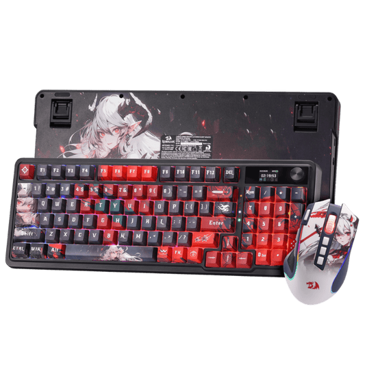 Redragon EU CB202AK Keyboard & Mouse, RGB, 2.4Ghz/BT/Wired, Dragon Chant Switches, Black
