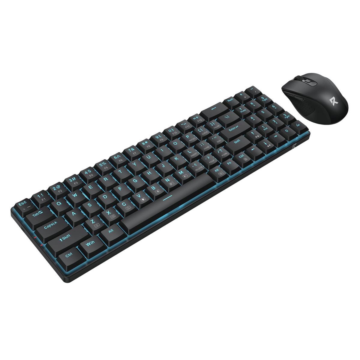 Redragon BS8773 Wireless Keyboard and Mouse Combo, 78 Keys 2.4Ghz Wireless Low-Profile Mechanical Brown Switch Keyboard w/Slim Compact Design & Single Blue Backlit, Comfort Grip 2400 DPI Max Mouse