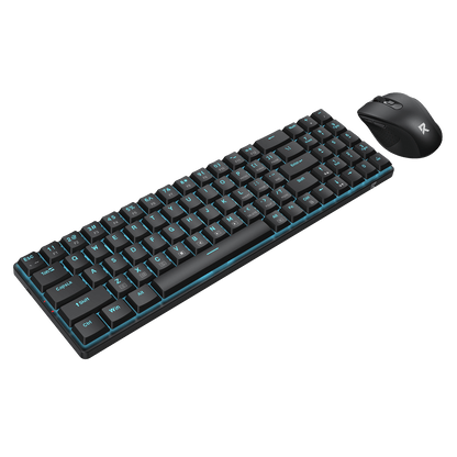Redragon BS8773 Wireless Keyboard and Mouse Combo, 78 Keys 2.4Ghz Wireless Low-Profile Mechanical Brown Switch Keyboard w/Slim Compact Design & Single Blue Backlit, Comfort Grip 2400 DPI Max Mouse