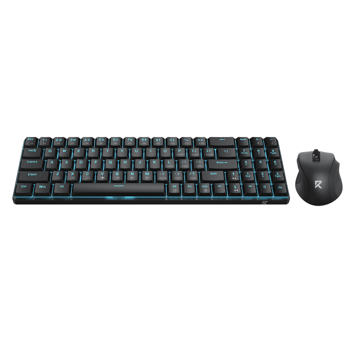 Redragon BS8773 Wireless Keyboard and Mouse Combo, 78 Keys 2.4Ghz Wireless Low-Profile Mechanical Brown Switch Keyboard w/Slim Compact Design & Single Blue Backlit, Comfort Grip 2400 DPI Max Mouse | show
