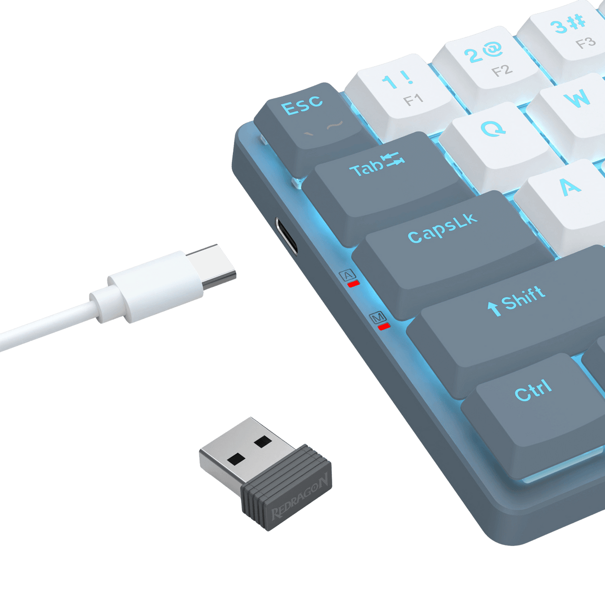 Redragon BS8773 Wireless Keyboard and Mouse Combo, 78 Keys 2.4Ghz Wireless Low-Profile Mechanical Red Switch Keyboard w/Slim Compact Design & Single Blue Backlit, Comfort Grip 2400 DPI Max Mouse