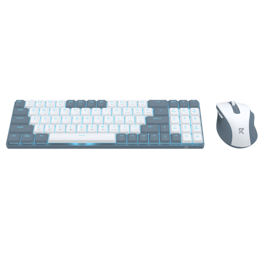 Redragon BS8773 Wireless Keyboard and Mouse Combo, 78 Keys 2.4Ghz Wireless Low-Profile Mechanical Red Switch Keyboard w/Slim Compact Design & Single Blue Backlit, Comfort Grip 2400 DPI Max Mouse | show