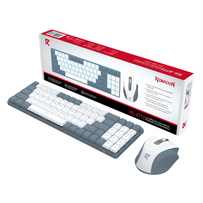 Redragon BS8773 Wireless Keyboard and Mouse Combo, 78 Keys 2.4Ghz Wireless Low-Profile Mechanical Red Switch Keyboard w/Slim Compact Design & Single Blue Backlit, Comfort Grip 2400 DPI Max Mouse