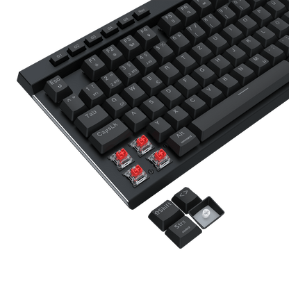 Redragon K580 PRO kabellose RGB-Gaming-Tastatur, Makro-G-Tasten und Medienrad | 0-Delay-Tri-Mode, 5 integrierte Kombinations-Tasten, bereit für MMO- und MOBA-Spiele, 0-Delay-Tri-Mode für mehrere Geräte, austauschbarer Steckplatz
