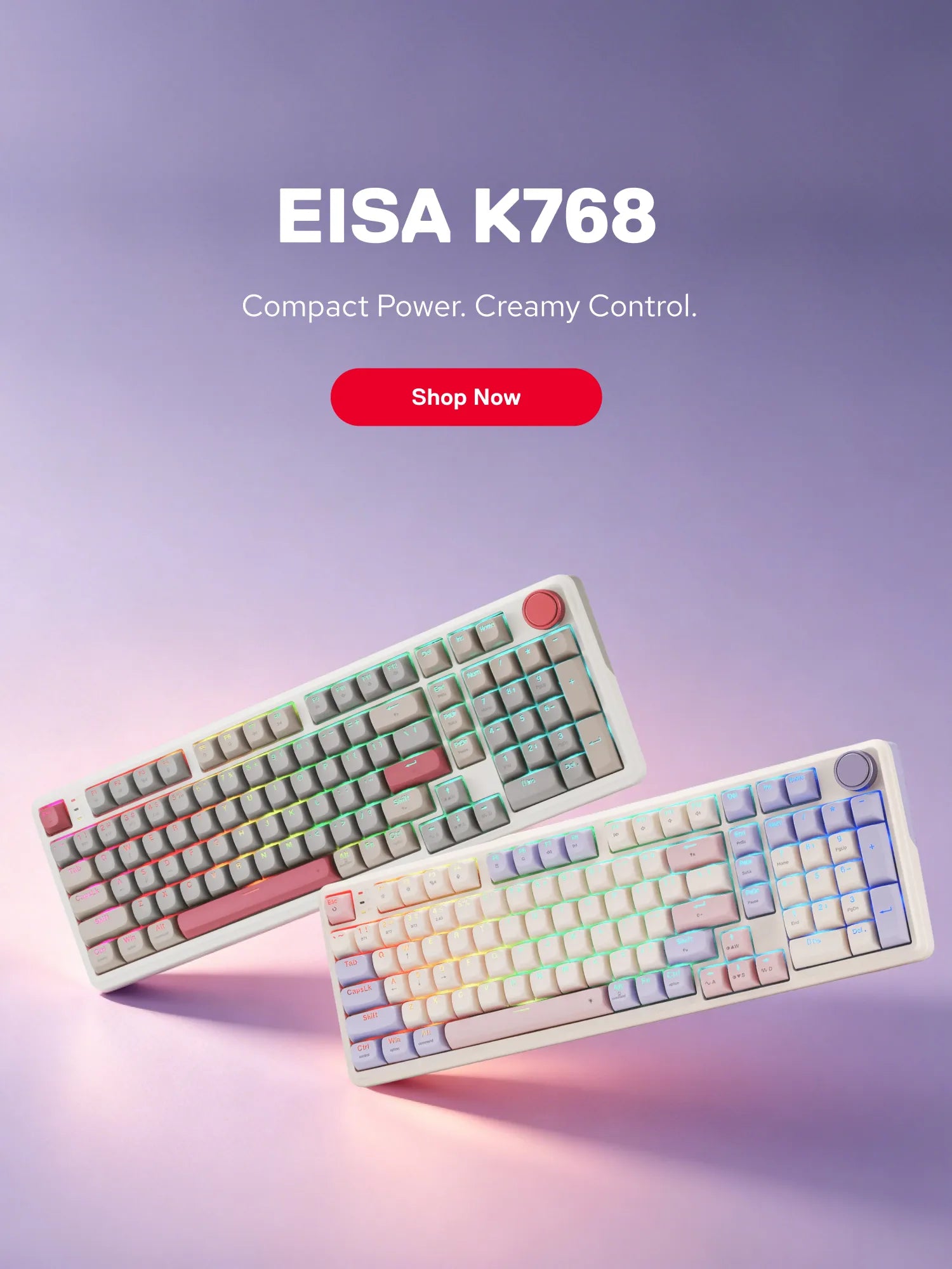 Redragon EISA K768 mechanical keyboard series showing retro styling and RGB illumination