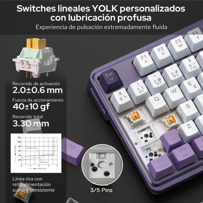 Teclado inalámbrico para juegos Redragon K762 PRO de 104 teclas con diseño de junta, con interruptores Dragon Chant