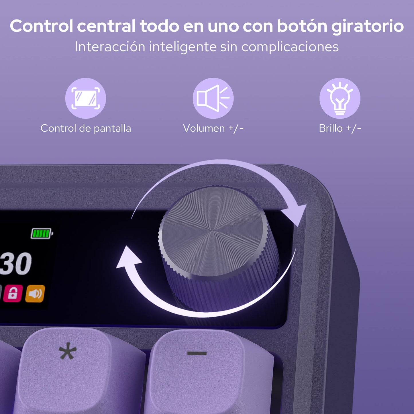 Teclado inalámbrico para juegos Redragon K762 PRO con 104 teclas y diseño «Gasket», pantalla y mando | Pantalla LED informativa de fácil control, tamaño completo con 104 teclas