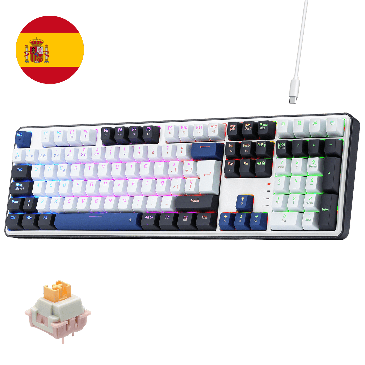 Teclado para juegos Redragon K689 con 108 teclas RGB con cable, intercambiables en caliente, 4 teclas de acceso rápido adicionales | Teclas de acceso rápido específicas para silenciar, calculadora y escritorio, amortiguación acolchada para un sonido suave y profundo, preparado para el intercambio de teclas, software PRO