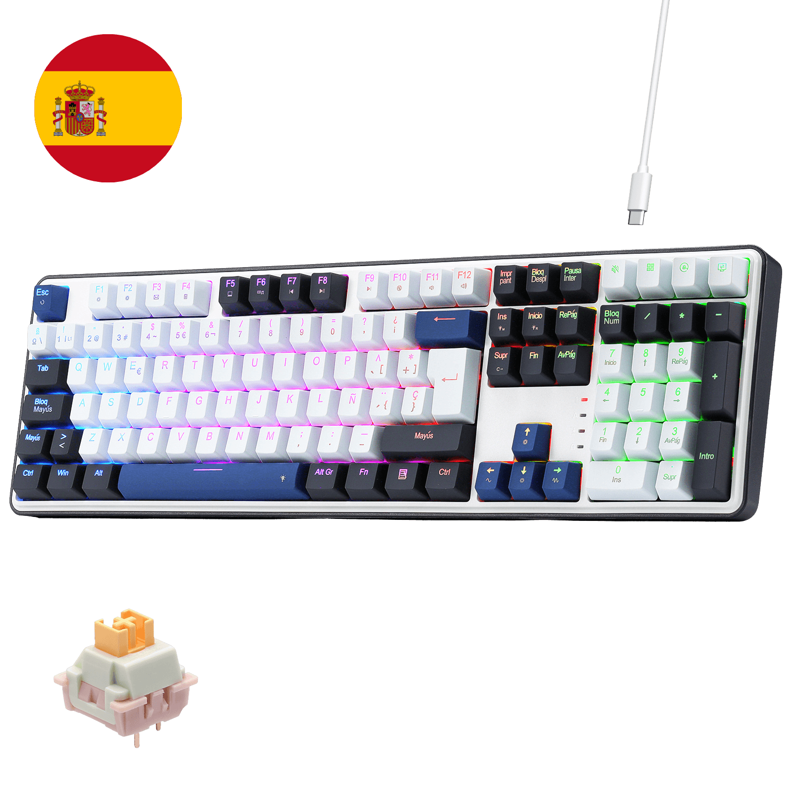 Teclado para juegos Redragon K689 con 108 teclas RGB con cable, intercambiables en caliente, 4 teclas de acceso rápido adicionales | Teclas de acceso rápido específicas para silenciar, calculadora y escritorio, amortiguación acolchada para un sonido suave y profundo, preparado para el intercambio de teclas, software PRO