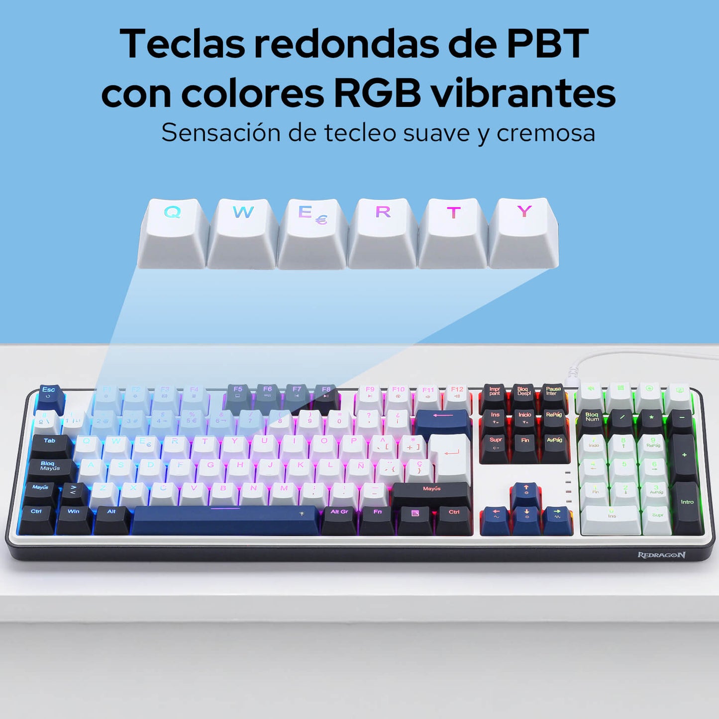 Teclado para juegos Redragon K689 con 108 teclas, conexión por cable, RGB y función «hot-swap», con calculadora y modo escritorio