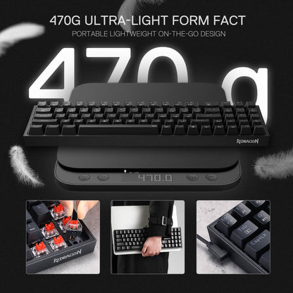 Redragon EU K628 75% Tri mode Mechanical Gaming Keyboard 470g ultra light form fact