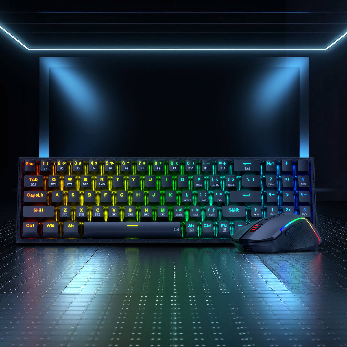 Redragon EU BS136 Gaming Keyboard & Mouse Combo, 75% K628 Tri-Mode Wireless RGB Mechanical Keyboard and 8000 DPI Gamer Mouse Bundle