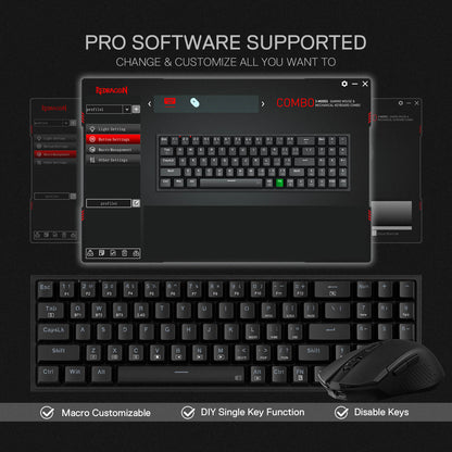 Redragon EU BS136 Gaming Keyboard & Mouse Combo, 75% K628 Tri-Mode Wireless RGB Mechanical Keyboard and 8000 DPI Gamer Mouse Bundle with Professional software support