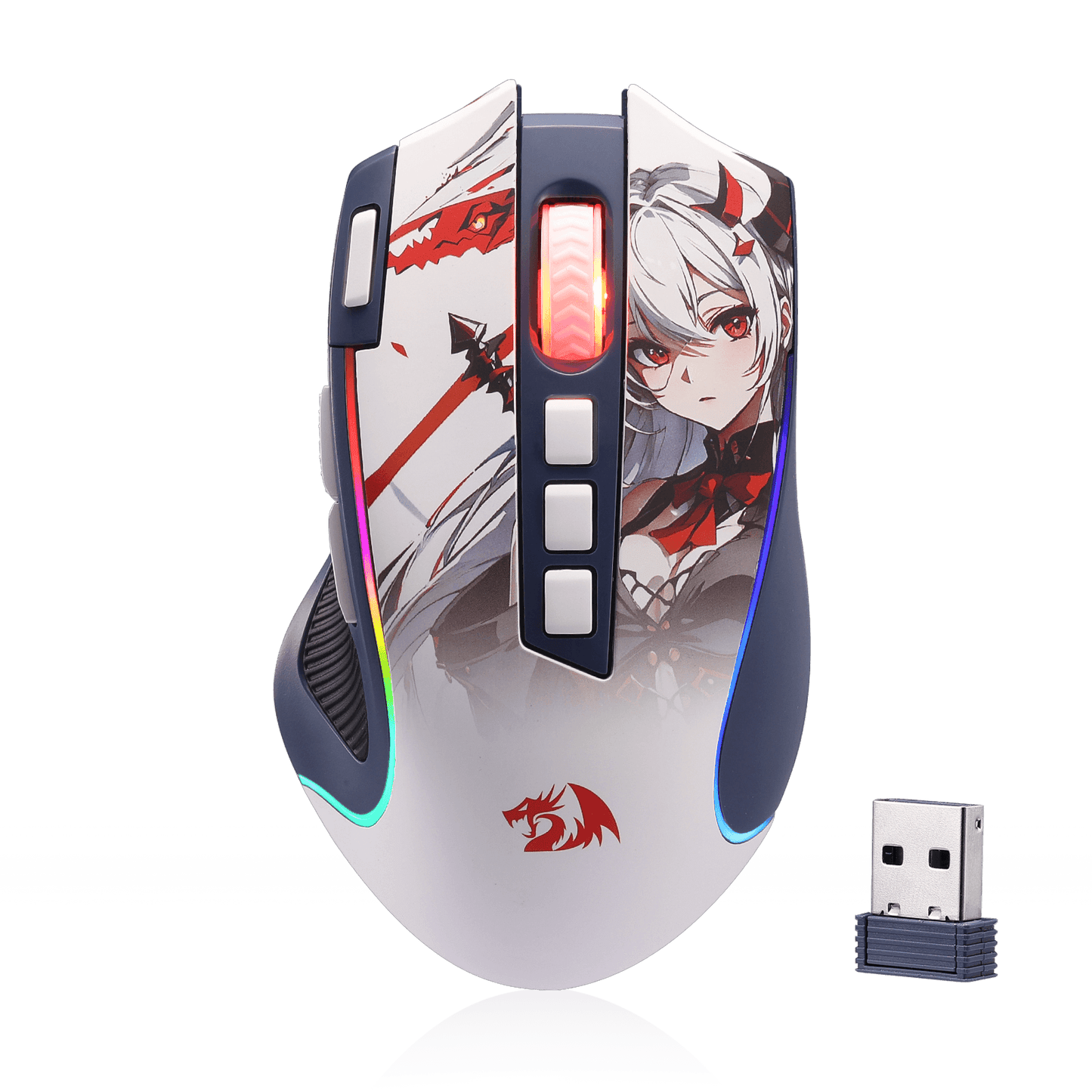 Redragon M612AK PRO RGB Gaming Mouse, 8000 DPI Wired/Wireless Optical Mouse with 9 Programmable Buttons & 7 Backlit Modes, BT & 2.4G Wireless, Software Supports DIY Keybinds Rapid Fire Button, Redragon EU