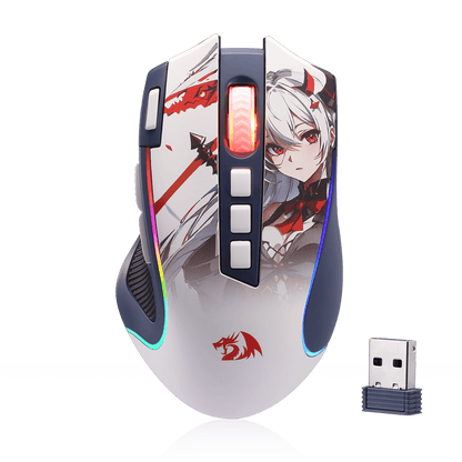 Redragon M612AK PRO RGB Gaming Mouse, 8000 DPI Wired/Wireless Optical Mouse with 9 Programmable Buttons & 7 Backlit Modes, BT & 2.4G Wireless, Software Supports DIY Keybinds Rapid Fire Button, Redragon EU