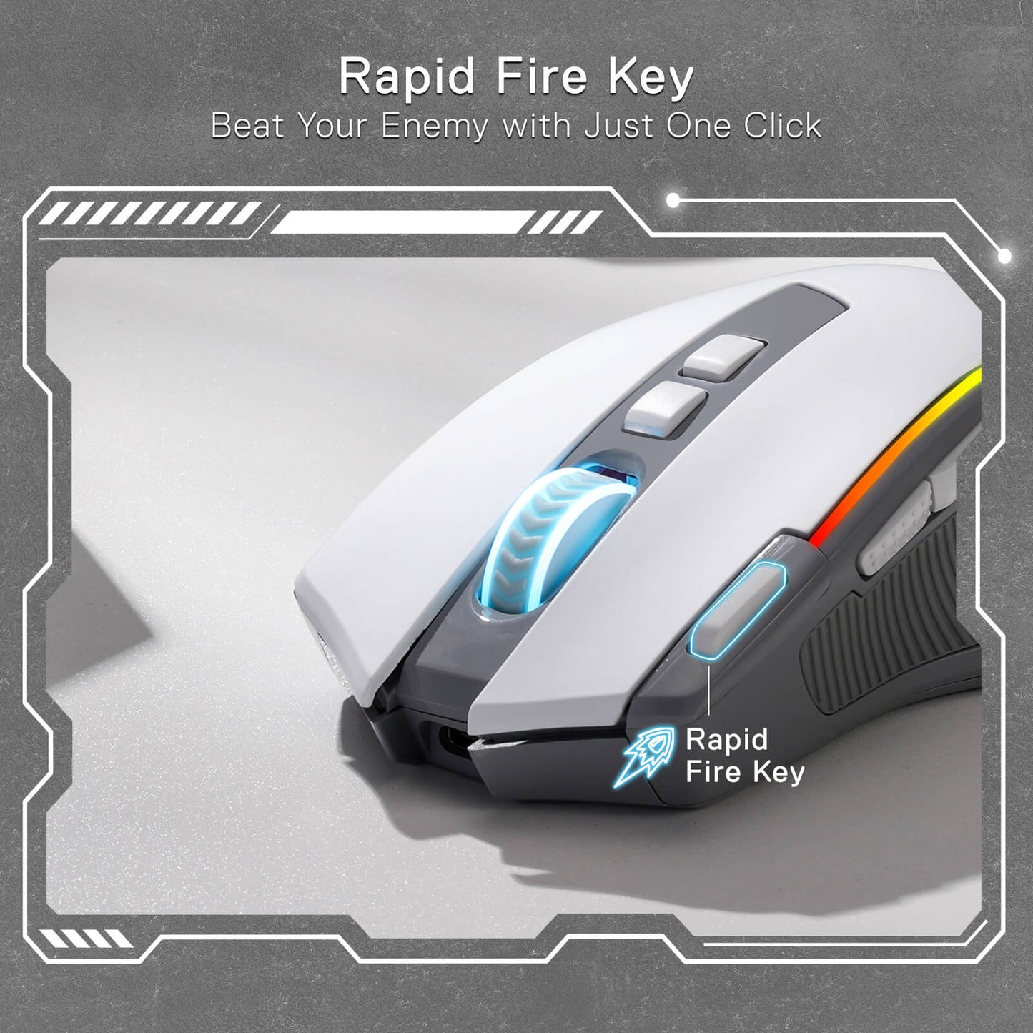 Redragon EU M612 PRO RGB Gaming Mouse, 8000 DPI Wired/Wireless Optical Gamer Mouse with 7 Programmable Buttons & 7 Backlit Modes, BT & 2.4G Wireless, Software Supports DIY Keybinds Rapid Fire Button