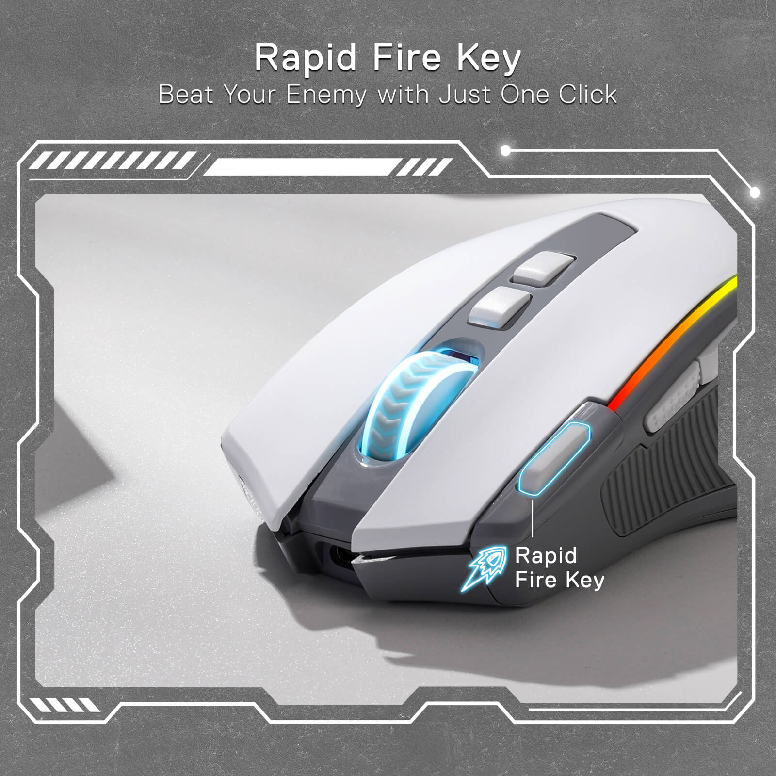 Redragon EU M612 PRO RGB Gaming Mouse, 8000 DPI Wired/Wireless Optical Gamer Mouse with 7 Programmable Buttons & 7 Backlit Modes, BT & 2.4G Wireless, Software Supports DIY Keybinds Rapid Fire Button