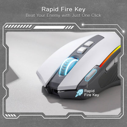 Redragon EU M612 PRO RGB Gaming Mouse, 8000 DPI Wired/Wireless Optical Gamer Mouse with 7 Programmable Buttons & 7 Backlit Modes, BT & 2.4G Wireless, Software Supports DIY Keybinds Rapid Fire Button