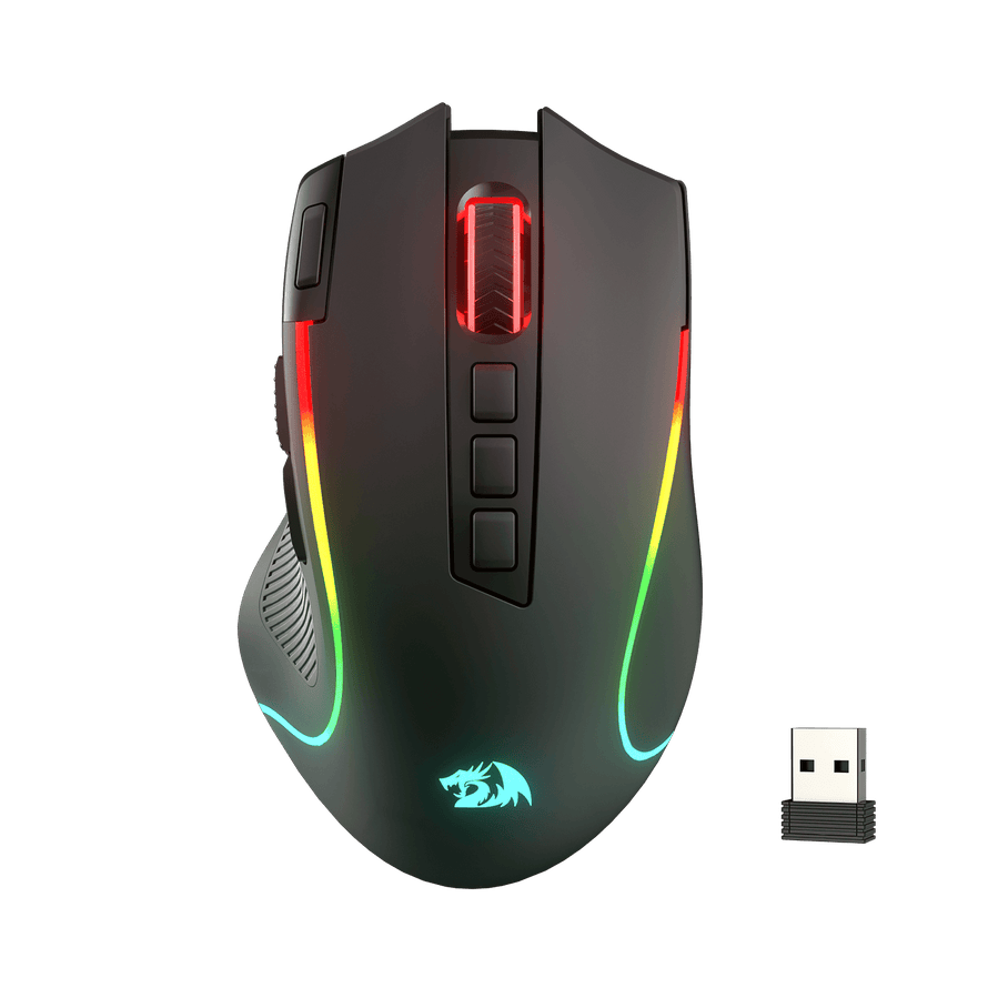 Redragon EU M612 PRO RGB Gaming Mouse, 8000 DPI Wired/Wireless Optical Gamer Mouse with 7 Programmable Buttons & 7 Backlit Modes, BT & 2.4G Wireless, Software Supports DIY Keybinds Rapid Fire Button| show