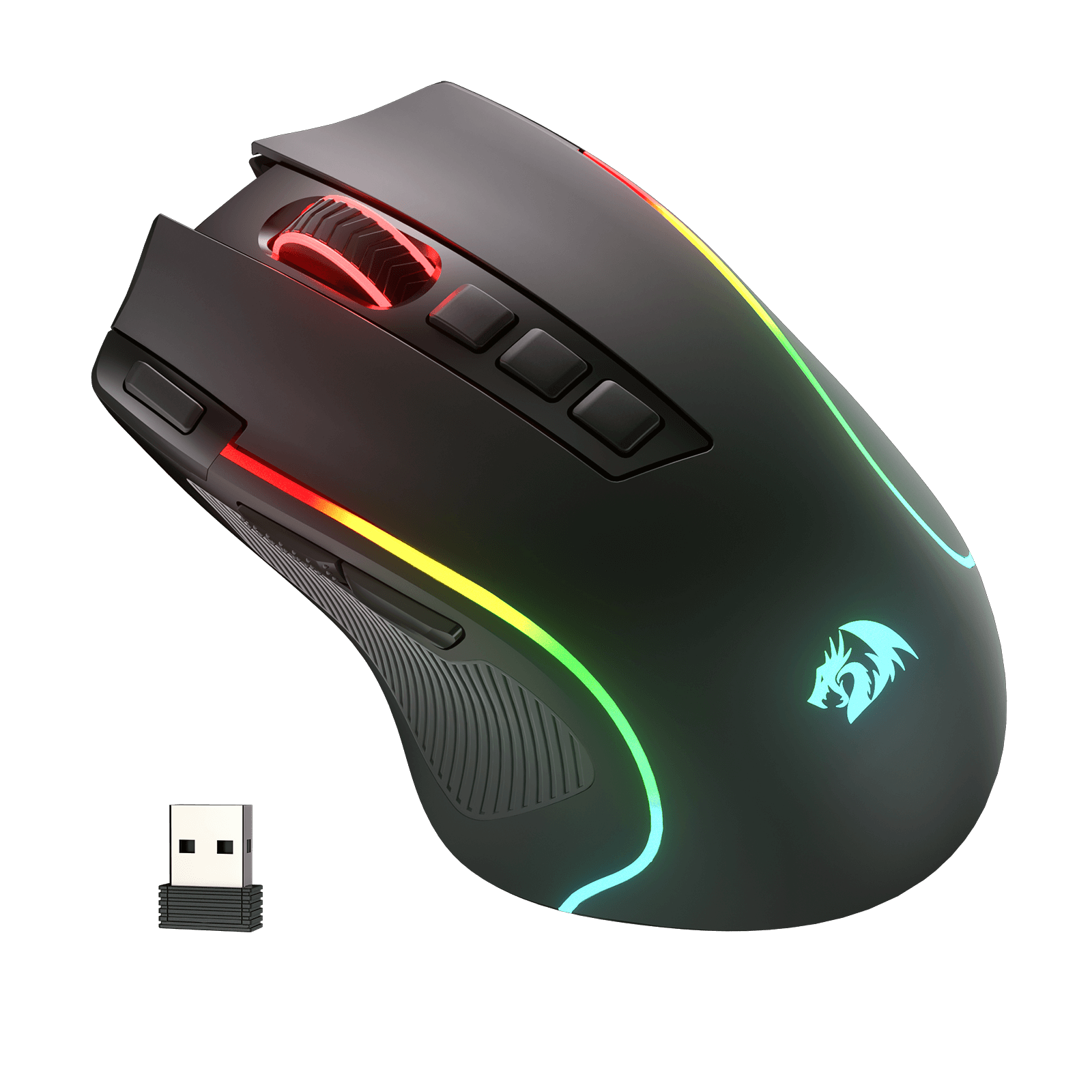 Redragon EU M612 PRO RGB Gaming Mouse, 8000 DPI Wired/Wireless Optical Gamer Mouse with 7 Programmable Buttons & 7 Backlit Modes, BT & 2.4G Wireless, Software Supports DIY Keybinds Rapid Fire Button