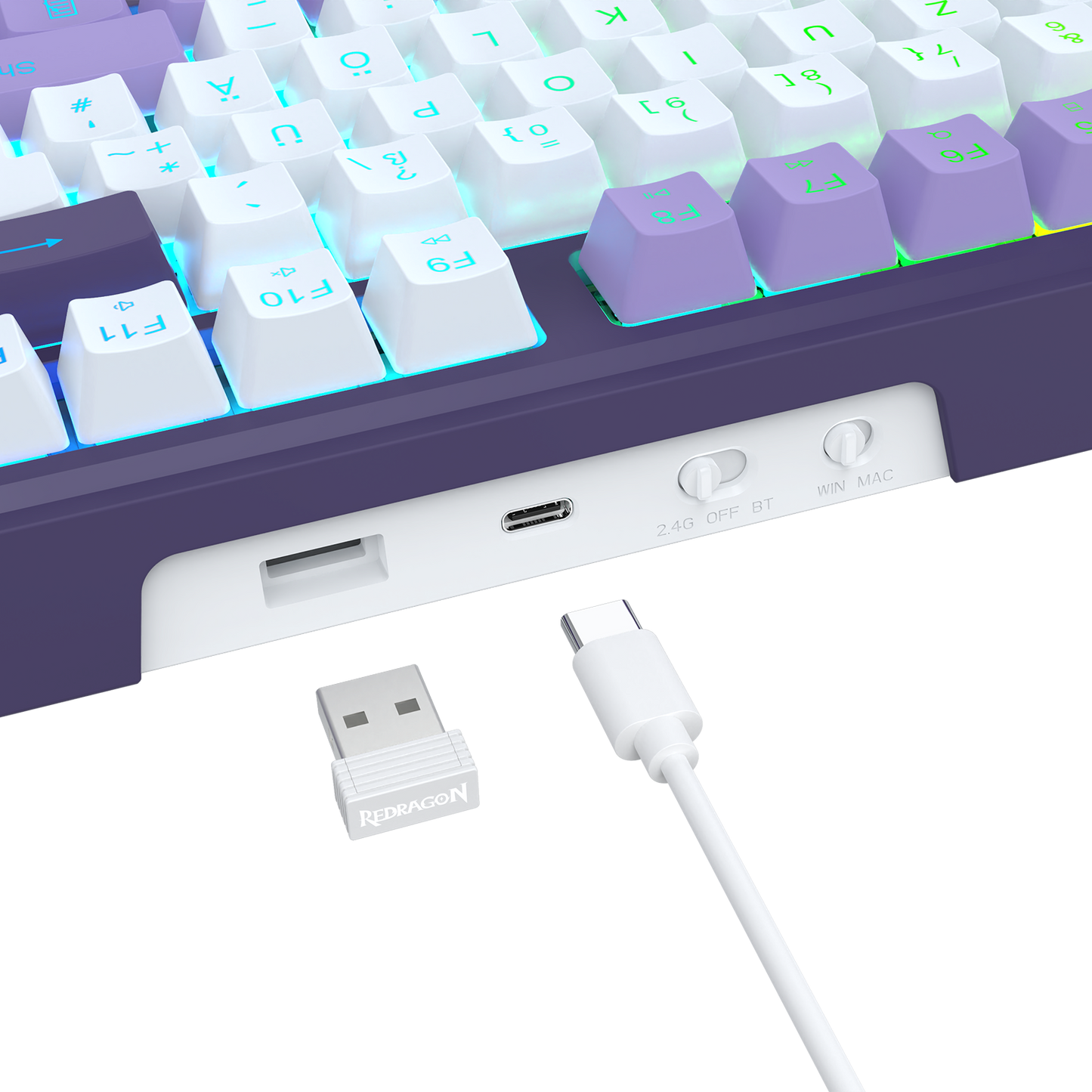 Redragon K745 PRO – kabellose 108-Tasten-RGB-Gaming-Tastatur mit Gasket-Tasten, 4 Hotkeys | Zusätzliche Schnelltasten, 0-Delay-Tri-Mode, gepolsterte Geräuschdämpfung für einen sanften, satten Anschlag, farbechte PBT-Tastenkappen, PRO-Software