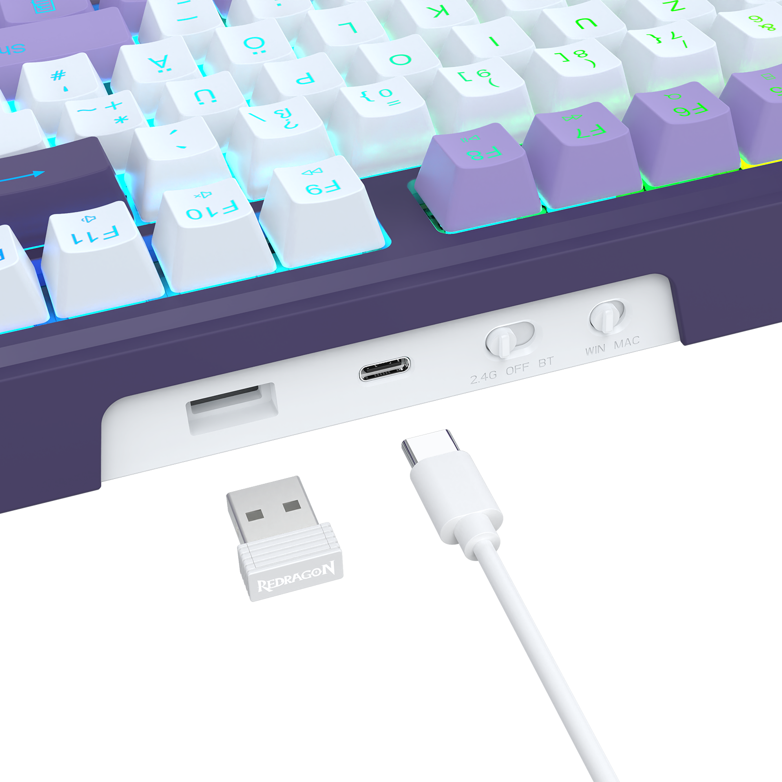 Redragon K745 PRO – kabellose 108-Tasten-RGB-Gaming-Tastatur mit Gasket-Tasten, 4 Hotkeys | Zusätzliche Schnelltasten, 0-Delay-Tri-Mode, gepolsterte Geräuschdämpfung für einen sanften, satten Anschlag, farbechte PBT-Tastenkappen, PRO-Software