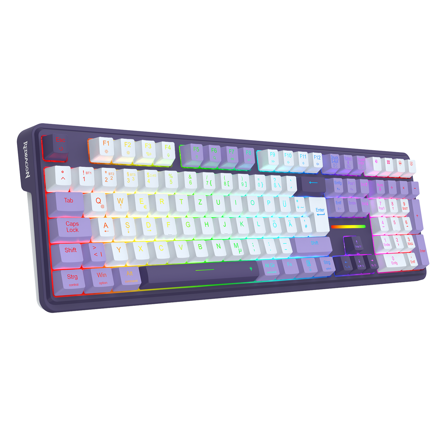 Redragon K745 PRO – kabellose 108-Tasten-RGB-Gaming-Tastatur mit Gasket-Tasten, 4 Hotkeys | Zusätzliche Schnelltasten, 0-Delay-Tri-Mode, gepolsterte Geräuschdämpfung für einen sanften, satten Anschlag, farbechte PBT-Tastenkappen, PRO-Software
