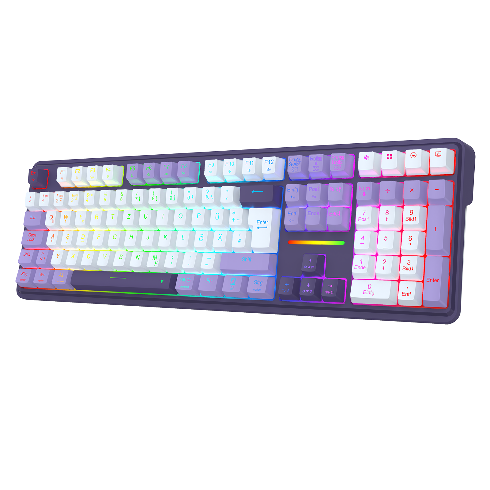 Redragon K745 PRO – kabellose 108-Tasten-RGB-Gaming-Tastatur mit Gasket-Tasten, 4 Hotkeys | Zusätzliche Schnelltasten, 0-Delay-Tri-Mode, gepolsterte Geräuschdämpfung für einen sanften, satten Anschlag, farbechte PBT-Tastenkappen, PRO-Software