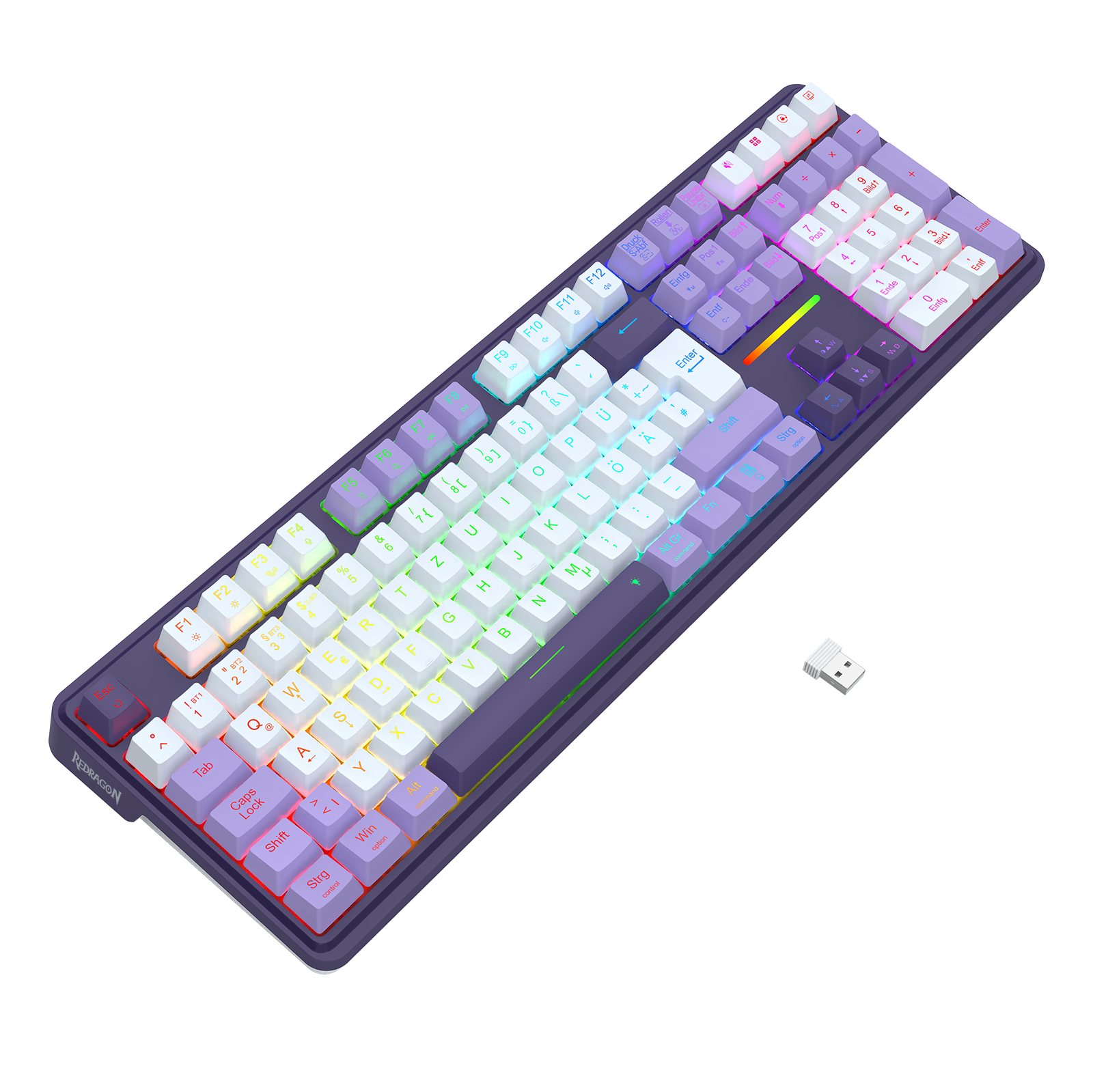 Redragon K745 PRO – kabellose 108-Tasten-RGB-Gaming-Tastatur mit Gasket-Tasten, 4 Hotkeys | Zusätzliche Schnelltasten, 0-Delay-Tri-Mode, gepolsterte Geräuschdämpfung für einen sanften, satten Anschlag, farbechte PBT-Tastenkappen, PRO-Software