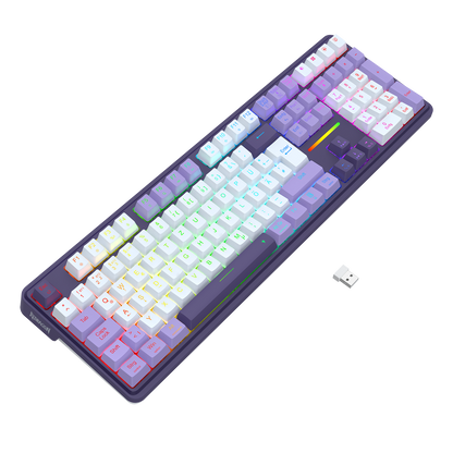 Redragon K745 PRO – kabellose 108-Tasten-RGB-Gaming-Tastatur mit Gasket-Tasten, 4 Hotkeys | Zusätzliche Schnelltasten, 0-Delay-Tri-Mode, gepolsterte Geräuschdämpfung für einen sanften, satten Anschlag, farbechte PBT-Tastenkappen, PRO-Software