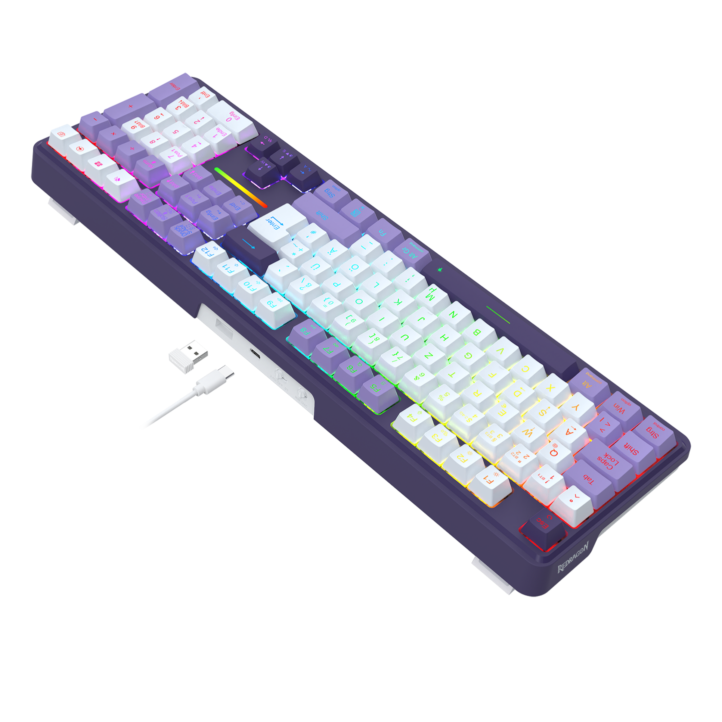 Redragon K745 PRO – kabellose 108-Tasten-RGB-Gaming-Tastatur mit Gasket-Tasten, 4 Hotkeys | Zusätzliche Schnelltasten, 0-Delay-Tri-Mode, gepolsterte Geräuschdämpfung für einen sanften, satten Anschlag, farbechte PBT-Tastenkappen, PRO-Software