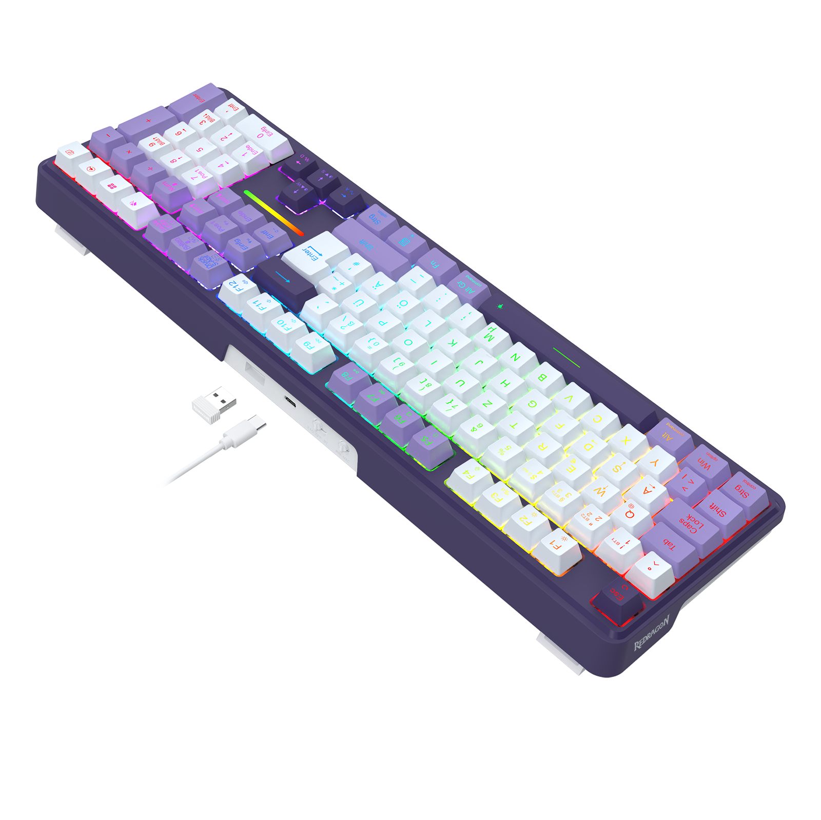 Redragon K745 PRO – kabellose 108-Tasten-RGB-Gaming-Tastatur mit Gasket-Tasten, 4 Hotkeys | Zusätzliche Schnelltasten, 0-Delay-Tri-Mode, gepolsterte Geräuschdämpfung für einen sanften, satten Anschlag, farbechte PBT-Tastenkappen, PRO-Software