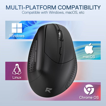 Redragon EU BM-4033 Wireless Vertical Ergonomic Mouse, 2.4GHz Connection, 5 Levels Up to 4000 DPI, Auto Power Saving Mice for Laptop, Desktop, PC, Black