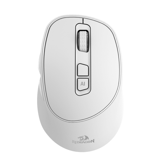 Redragon EU BM4195 AI Smart Wireless Mouse, 2.4G & BT Computer Office Mouse, Translate & Voice Typing, 5 DPI Adjustable, Ergonomic Design, Long Battery Life, for Laptop/Desktop/PC, White | show