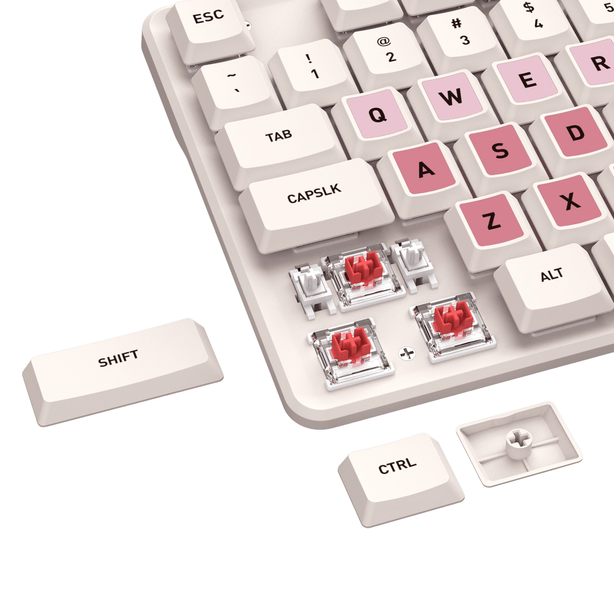 Redragon EU BS 8531 Wireless Keyboard & Mouse Combo, 104 Keys Low-Profile Mechanical Switch White LED Gaming Keyboard and 8000 DPI Mouse Bundle, Sakura Pink