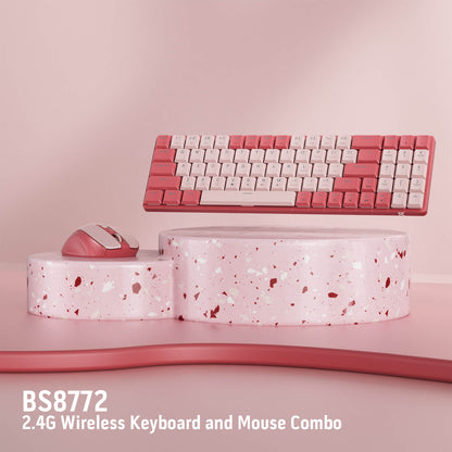 Redragon EU BS8772 Wireless Keyboard and Mouse Combo, 75% 78 Keys 2.4Ghz Wireless Low-Profile Mechanical Keyboard w/Rechargeable Battery, Single Blue Blacklight, 2400 DPI Ergonomic Mouse
