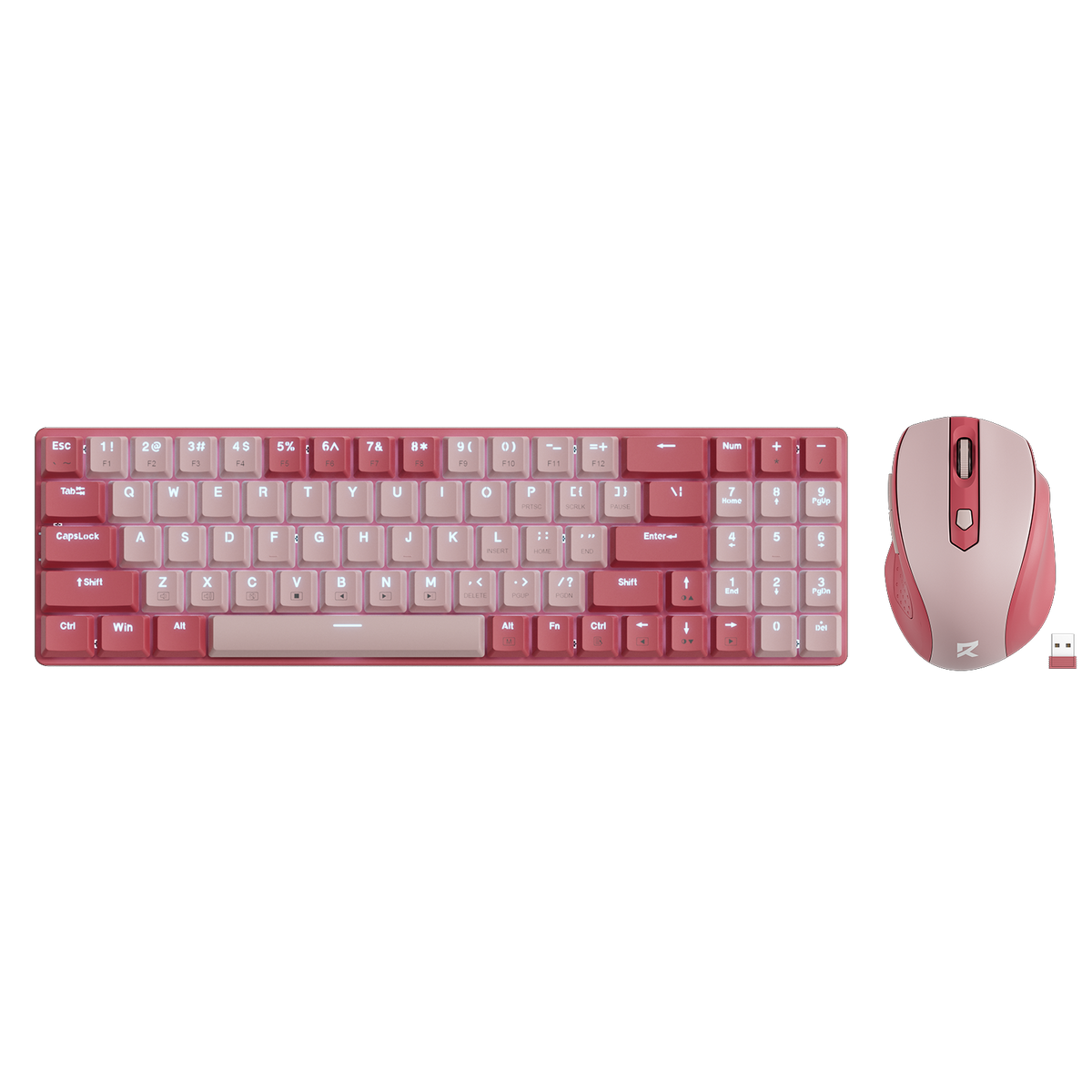 Redragon EU BS8772 Wireless Keyboard and Mouse Combo, 75% 78 Keys 2.4Ghz Wireless Low-Profile Mechanical Keyboard w/Rechargeable Battery, Single Blue Blacklight, 2400 DPI Ergonomic Mouse