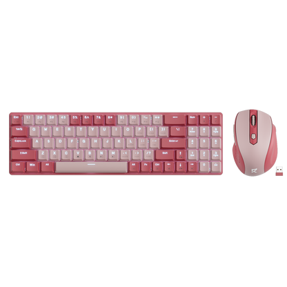 Redragon EU BS8772 Wireless Keyboard and Mouse Combo, 75% 78 Keys 2.4Ghz Wireless Low-Profile Mechanical Keyboard w/Rechargeable Battery, Single Blue Blacklight, 2400 DPI Ergonomic Mouse