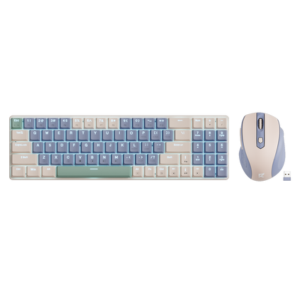 Redragon EU BS8772 Wireless Keyboard and Mouse Combo, 75% 78 Keys 2.4Ghz Wireless Low-Profile Mechanical Keyboard w/Rechargeable Battery, Single Blue Blacklight, 2400 DPI Ergonomic Mouse