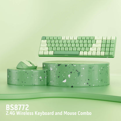 Redragon EU BS8772 Wireless Keyboard and Mouse Combo, 75% 78 Keys 2.4Ghz Wireless Low-Profile Mechanical Keyboard w/Rechargeable Battery, Single Blue Blacklight, 2400 DPI Ergonomic Mouse