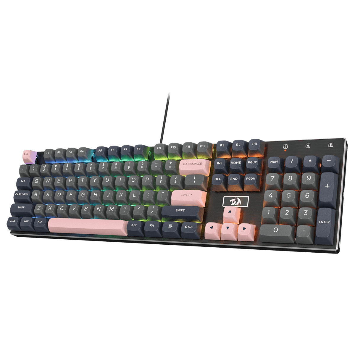Redragon EU K556 SE Wired Gaming Keyboard, 104 Keys Hot-Swap Mechanical Keyboard w/Original Aluminum Base, Upgraded Socket, Noise Dampening Kit, PBT Keycaps & Custom Linear Switch, Dawn Sakura Color